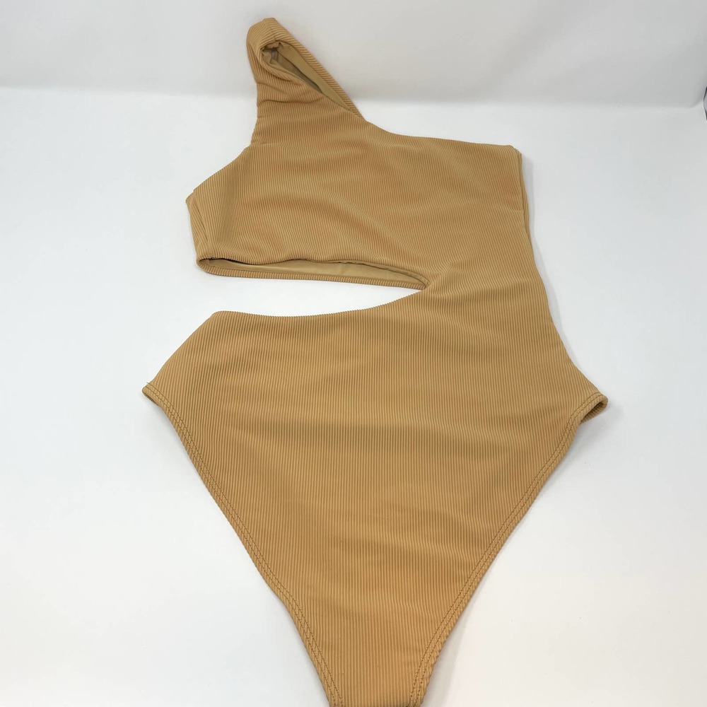 Beach Riot Celine Ribbed One Piece Bathing Suit In Golden Sands Small New - Picture 6 of 11